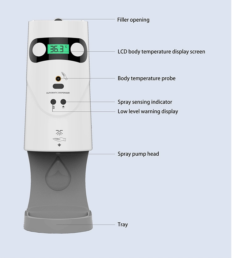 Touchless Intelligent Temperature Measurement Soap Dispenser with Large Capacity